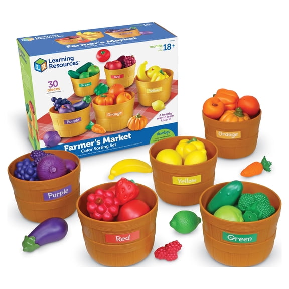 Learning Resources Farmer's Market Color Sorting Set, Pretend Play Food,  Ages 18 Months  