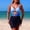 A883 Blue, variant on 3 Piece Swimsuits for Women Halter V Neck Push Up Bikini Sets with Ruched Drawstring Skirt Cover Up Floral Detail Summer Bathing Suits