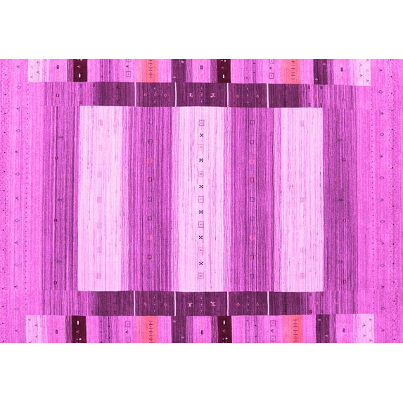 Ahgly Company Indoor Rectangle Abstract Pink Contemporary Area Rugs, 2' x 5'