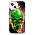 thumbnail image 1 of MUNDAZE Apple iPhone 13 Green Flaming Skull Burning Fire Double Layer Phone Case Cover, 1 of 5
