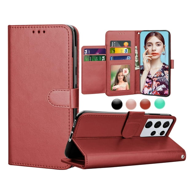 Galaxy S21 Ultra Wallet Case Galaxy S21 Ultra 5g Pu Leather Cases Njjex Kickstand Luxury Pu Leather Wallet Case Flip Folio Cover Card Slots Wrist Strap Walmart Com
