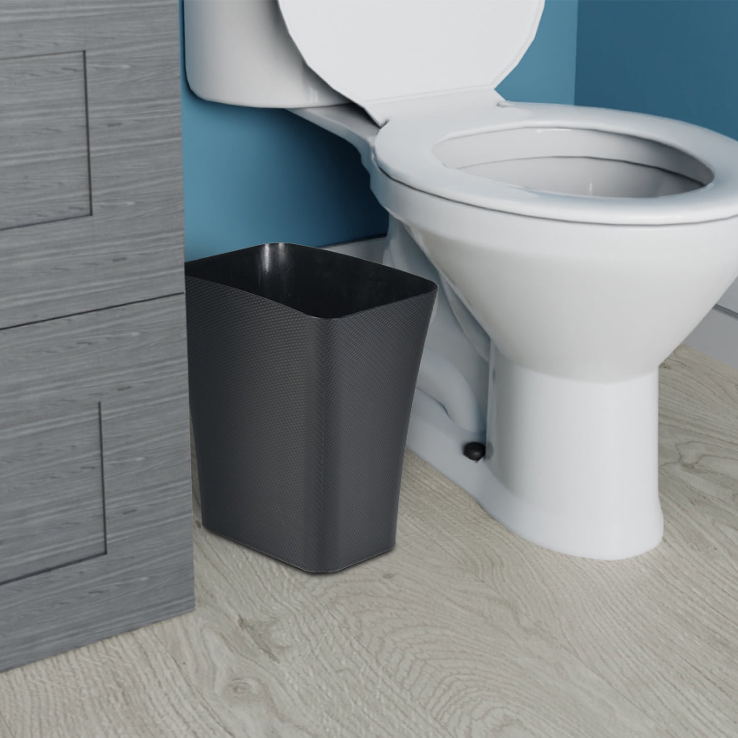 CLOROX Bathroom Trash Can, 3.1 Gallon Anti-Microbial Small Garbage Bin with no Lid, Black