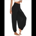 thumbnail image 3 of Pantalones Harén con Abertura Alta para Mujer, Pantalones Harén Hippies. Negro XL, 3 of 7