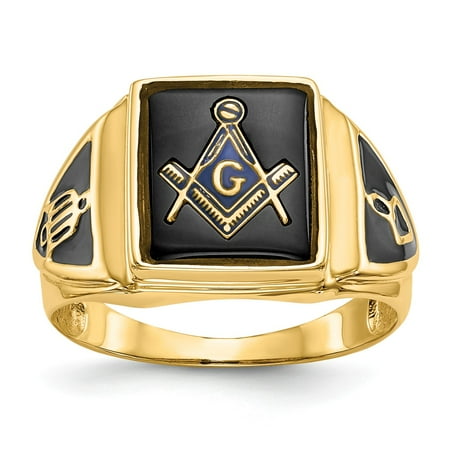 Men's 14K Yellow Gold Black Onyx Masonic Ring MSRP $1242