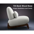 thumbnail image 3 of Morden Fort White Cloud Boucle Chair with Crescent Wood Legs, Tilt Back Armless Accent Chair with Thick Cushion, 3 of 7
