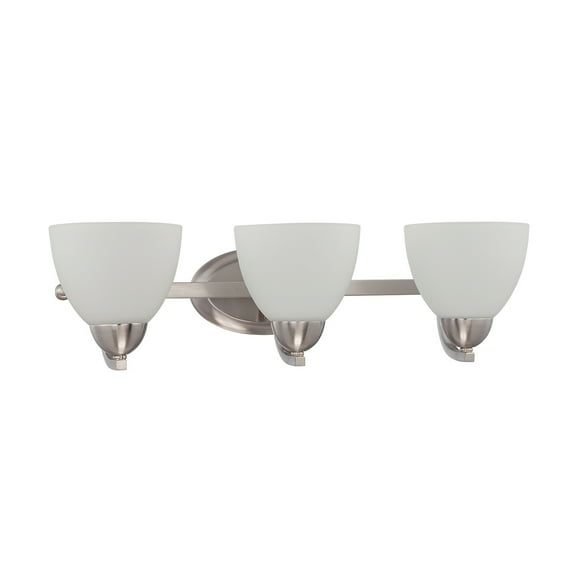 F16093-80-Sunset Lighting-Preston - 3 Light Wall Sconce   Bright Satin Nickel Finish with Opal Etched Glass