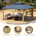 thumbnail image 5 of Jocisland 13' x 15' Hardtop Gazebo,Aluminum Frame Outdoor Gazebo with Iron Roof Double Roof, Wood Gazebo for Patio, Backyard, Lawns, Parties, Black, 5 of 7