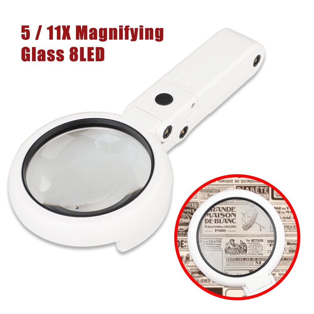 Magnifying Glass with Light, 11x/5x Handsfree Large Magnifying Glass 8
