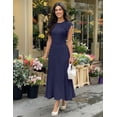 thumbnail image 4 of MEROKEETY Womens 2026 Spring Summer Sleeveless Fringe A Line Pleated Midi Dress Business Casual Work Wedding Guest Flowy Dress Navy M, 4 of 4