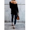 thumbnail image 4 of Blusa de un solo hombro con abertura lateral, tops con hombros descubiertos para mujer, suéter de punto s202412247456, 4 of 4