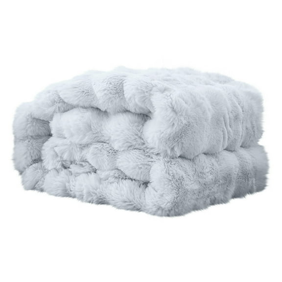 Faux Fur Throw Blanket, Furenl Plush Soft Bubble Blanket, Bubble Blanket – All-Season Nap & Leisure Sofa Throw, Plush Cover for Living Room & Sleeping