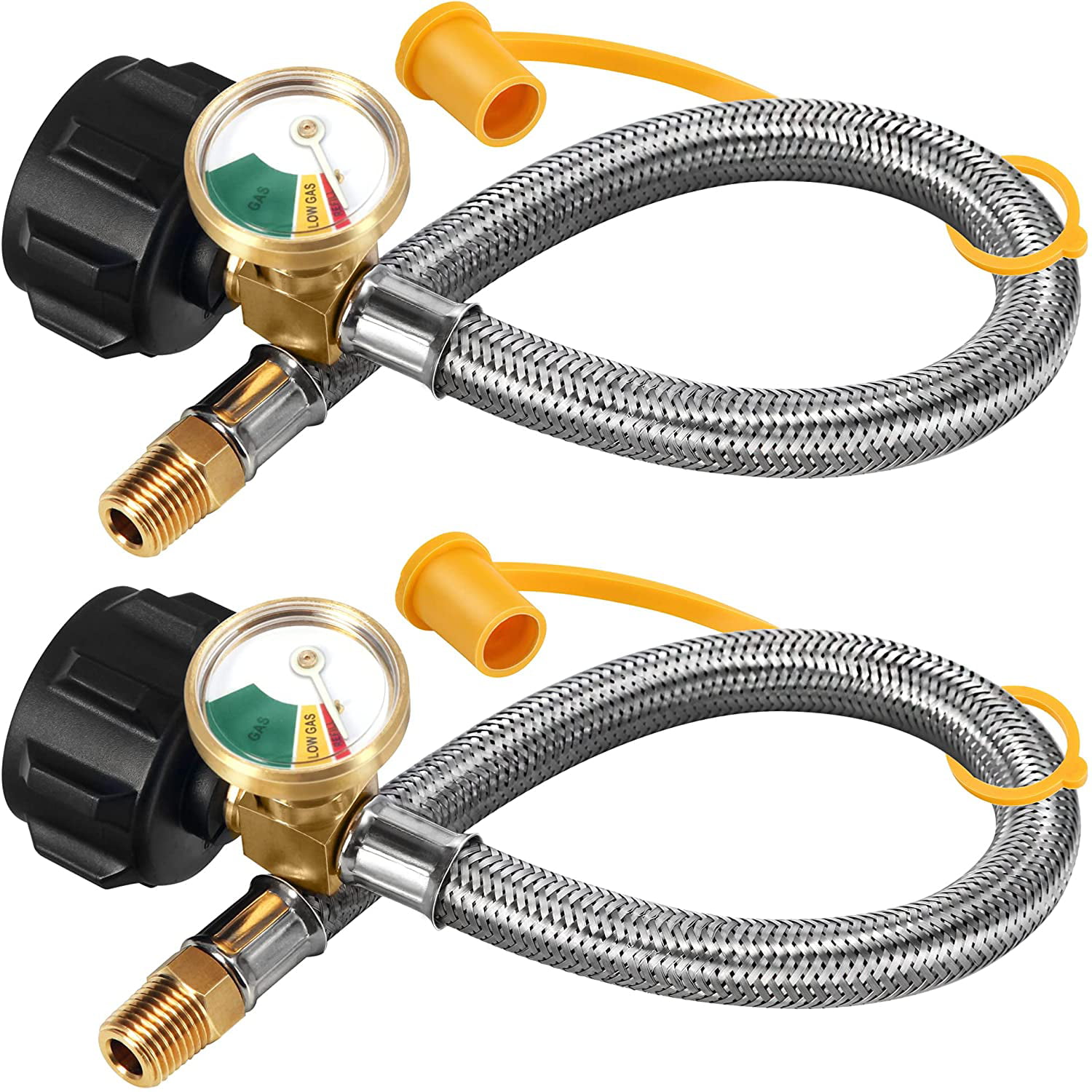 Propane Regulator 3 way valve 2 Stainless steel Braided Hoses and 5' hose Gas LP 