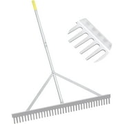 Landscape Rake 36'', Aluminum Rake with Lightweight 69'' Handle, Landscaping Rake Tool for Lawn Care, Lake and Beach Short-Sleeve Polo