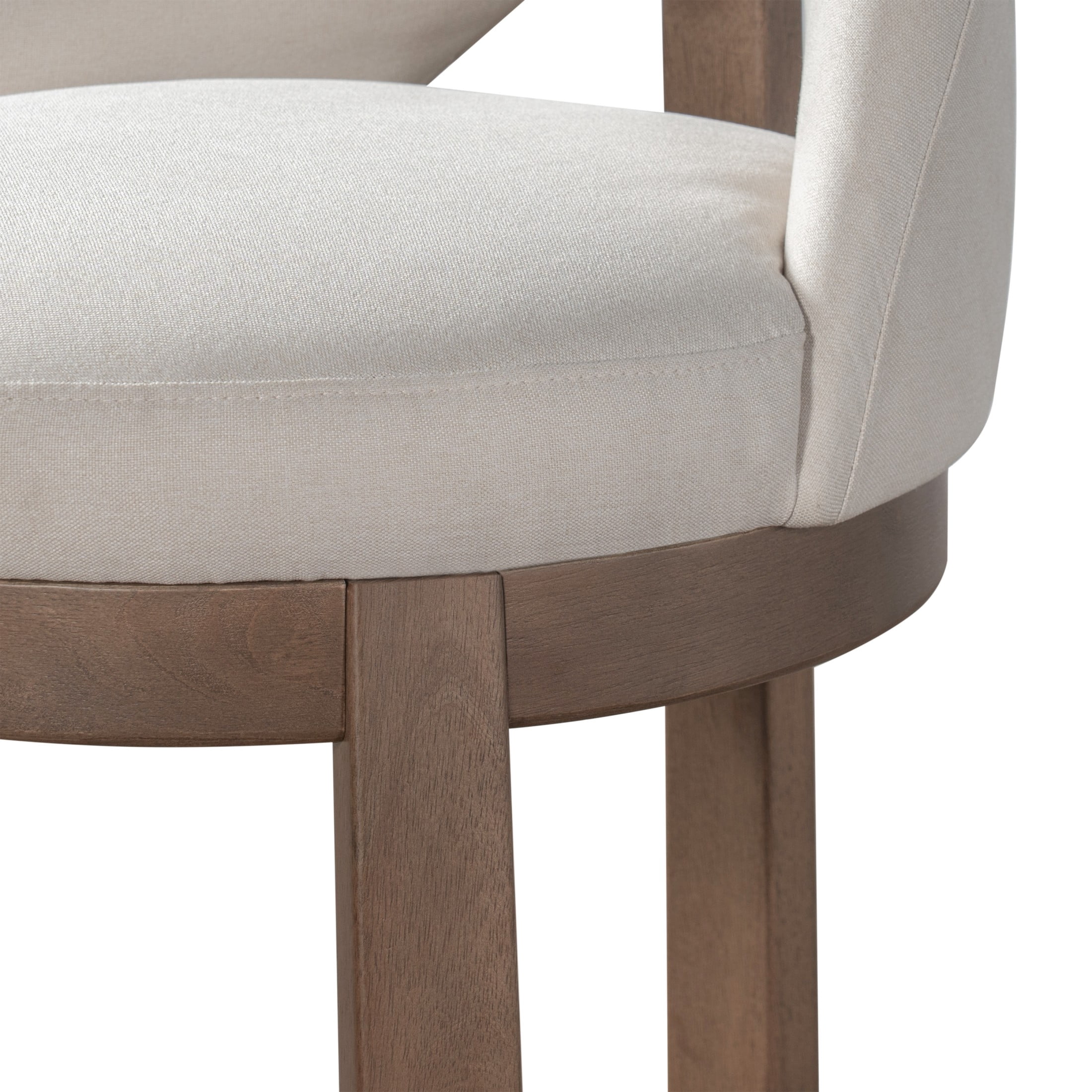 Christopher Knight Home Modern Upholstered Counter Stools with Curved Back, Wood Frame, Walnut+Beige, Set of 4