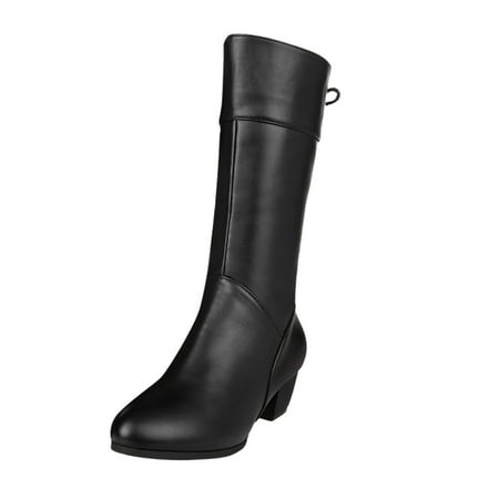 

NECHOLOGY Boot for Women No Heel Vintage Heels Round Fashion Women Color Boots Zipper Boots Toe Boots Heels for Women Black 7.5