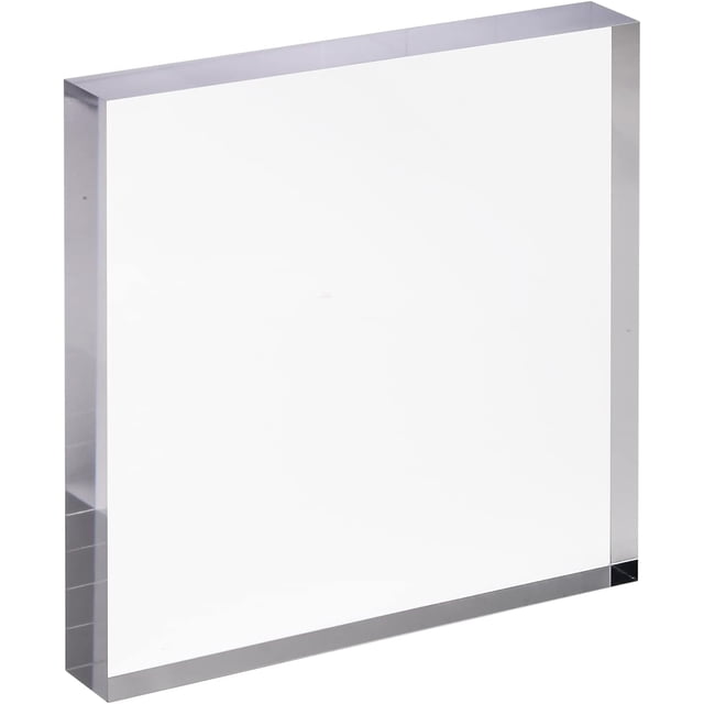 CiaoHER Acrylic Display Block Clear Polished Acrylic Square Display Block Acrylic Display Block Stand 7" x 7" x 1"