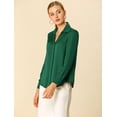 thumbnail image 4 of Camisa de trabajo de manga larga con blusa elegante con cuello en V de oficina para mujer Verde S INSPIRE CHIC Camisa, 4 of 6