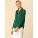 thumbnail image 4 of Camisa de trabajo de manga larga con blusa elegante con cuello en V de oficina para mujer Verde S INSPIRE CHIC Camisa, 4 of 6