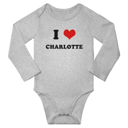

I Heart Charlotte Love Cute Baby Long Jumpsuits Newborn Clothes (Gray 6-12 Months)