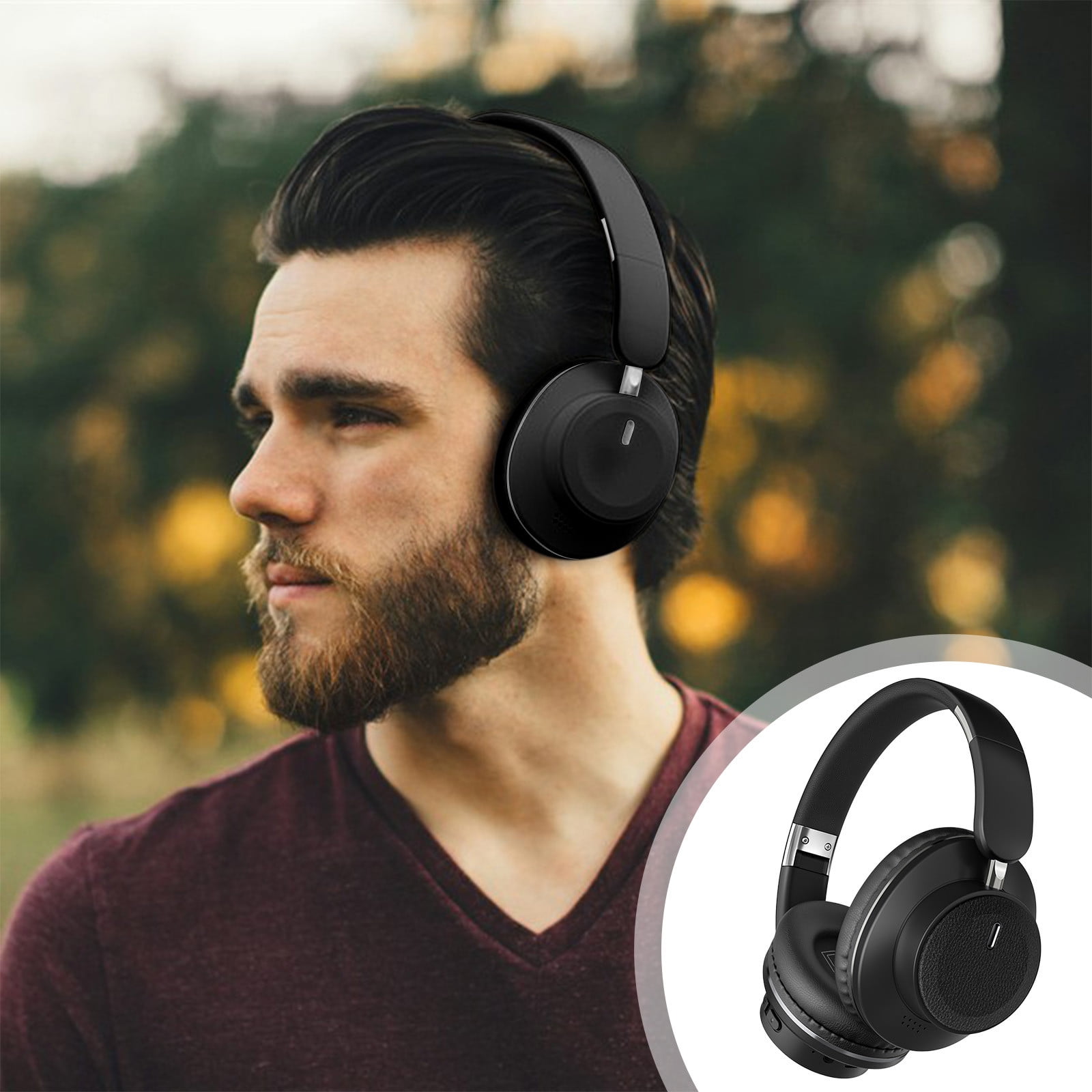Trucker Bluetooth Headphones with Microphone Noise Canceling Wireless On Ear Headset, Hands Free Wireless Headset for Cell Phone Computer Office Home Call Center Skype