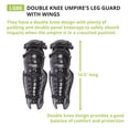 thumbnail image 3 of Champion Sports Umpire Leg Guards: Double Knee Umpire’s Shin Guard with Wings for Baseball & Softball - 16.5" Umpiring Shin Pads for Adults - Black, 3 of 7