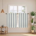 thumbnail image 3 of Blue Stripe Kitchen Curtains, Modern Farmhouse Geometric Retro Striped Light Filtering Window Curtain Panels, 2Pcs Rod Pocket Window Treatments Set for Cabin Bathroom Bedroom 52x45 Inches, 3 of 9