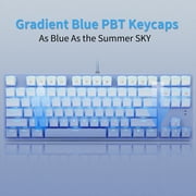 E-YOOSO Mechanical Gaming Keyboard with Gradient Blue Keycaps Red Switches LED Backlit Wired 87 Key Tenkeyness for Windows PC