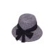 thumbnail image 1 of Sombrero de bucket de paja a rayas ChicHeadwear banda de cinta Negro, 1 of 1