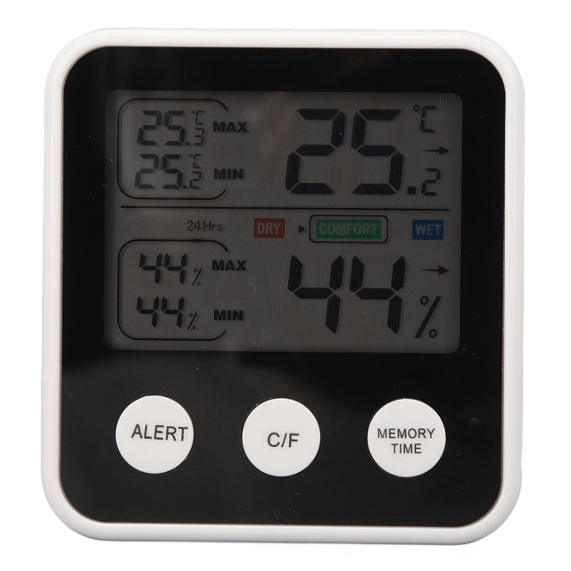 Uadme Medidor De Temperatura Y Humedad, Pantalla Digital LCD HD Termómetro Higrómetro Medidor De Temperatura Y Humedad Higrotermógrafo(Negro)