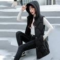 thumbnail image 4 of Brondbend Womens Vest Jacket Womens Winter Coat Hooded Sleeveless Pocket Zipper Outerwear Solid Color Casual Loose Fit Coats Lady Going out Tops Black, 4 of 7