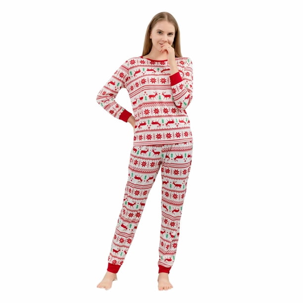 Conjuntos familiares a juego Top estampado casual de Navidad con trajes inferiores Ropa para el hogar Fridja nalpqowj26488