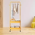 thumbnail image 2 of veasfak Clothes Rack on Wheels Clothes Organizer with 2 Tier Baskets Clothes Drying Rack Yellow, 2 of 8