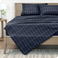 thumbnail image 1 of Bare Home Ensemble de Draps Ultra Doux - Premium 1800 Collection - Poches Profondes - 3 Pcs - Très Grand Simple, à Carreaux - Minuit/blanc, 1 of 8