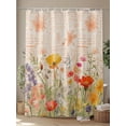thumbnail image 4 of Shower Curtains Flower Floral Branch Leaves Bath Curtain Plant Watercolor Waterproof Bathroom Shower Curtain Set with Hooks Decoration 72 x 72 Inches, 4 of 7