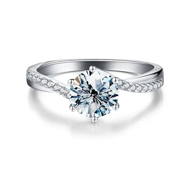 1 Carat Real White Color Moissanite Engagement Rings for Women Sparkling Moissanite S925 Sterling Silver Ring US 5I6I7I8I9 Size