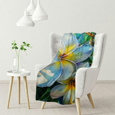 

ZHZY Floral Home Decor Hawaiian Tropical Flowers Flannel Material Blanket for All Seasons 50x60in