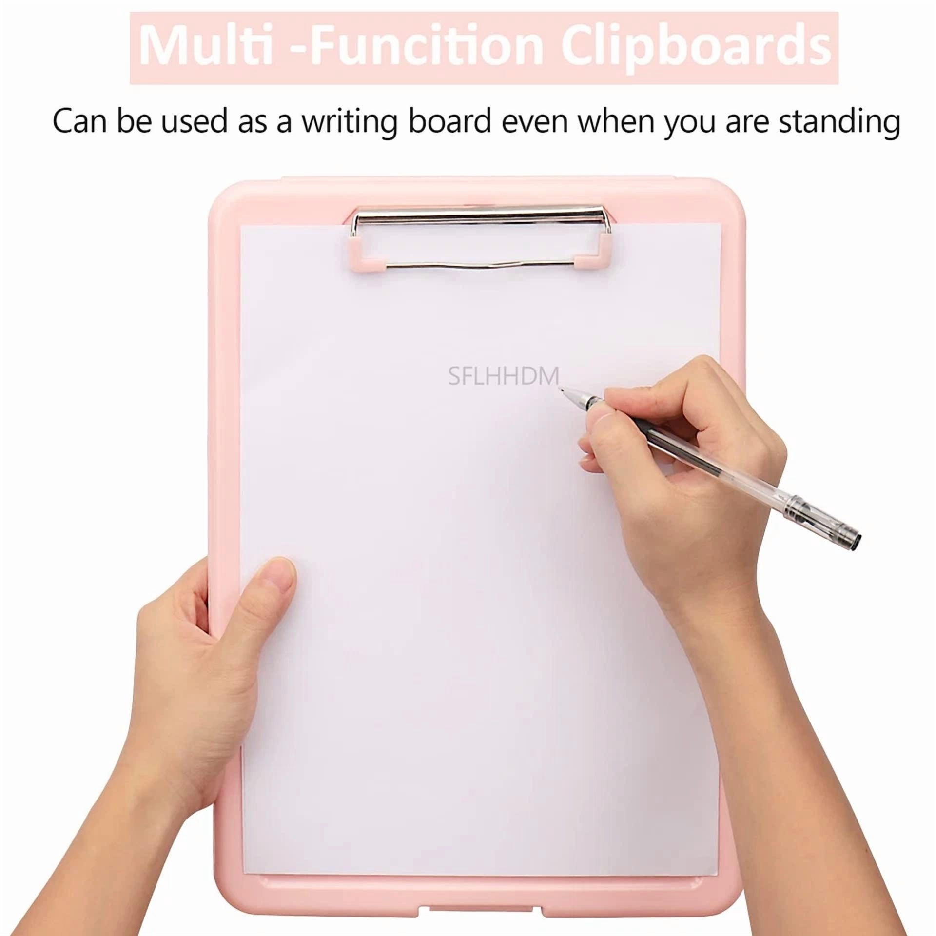 A4 Clipboard File Cover Folder Folio Clip File Clamp Binder Organizer Case Pink
