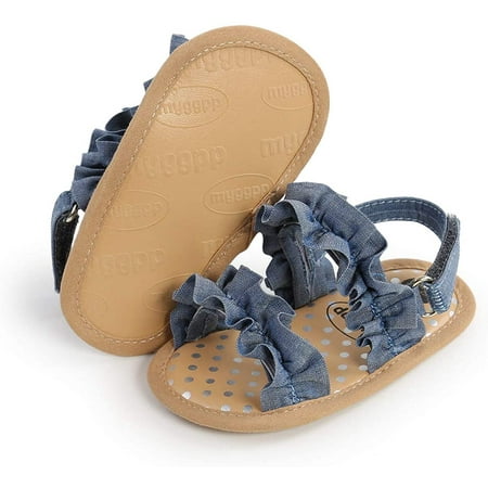 

Infant Baby Girls Summer Sandals with Flower Soft Sole Newborn Toddler First Walker Crib Dress Shoes