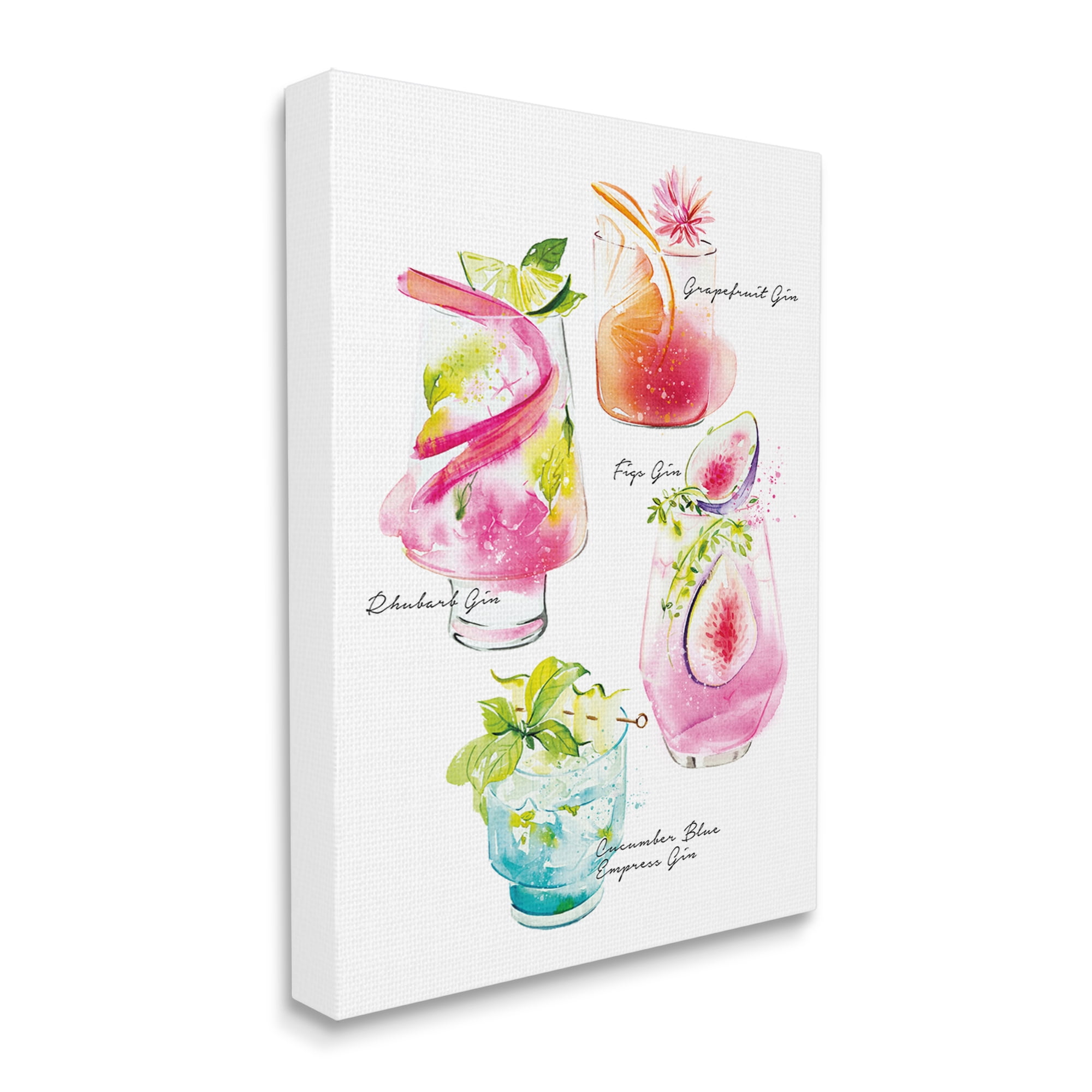 Stupell Industries Gin Cocktail Menu Food & Beverage Painting Gallery Wrapped Canvas Print Wall Art, 24 x 30