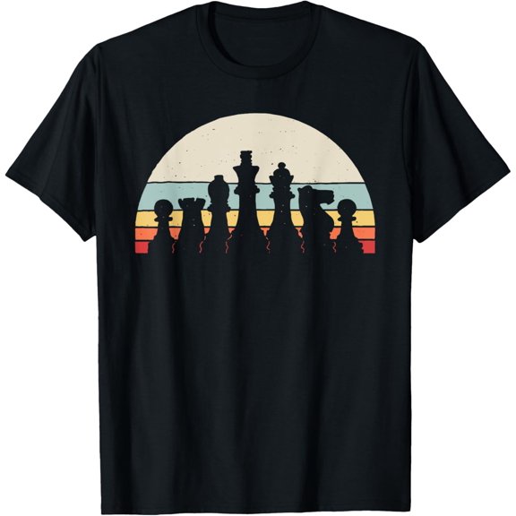 t-shirt Vintage Retro Chess Pieces T-Shirt mens，black，women，funny，journey，Crew Neck, Short Sleeve,custom clothing patterns.