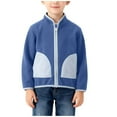 thumbnail image 3 of Xdegoge Fleece Lined Jacket for Boys Full Zip Stand Collar Jackets Casual Lightweight Sport Coat Fashion Fall Winter Warm Color Block Outerwear with Pockets Size 2-12, 3 of 7