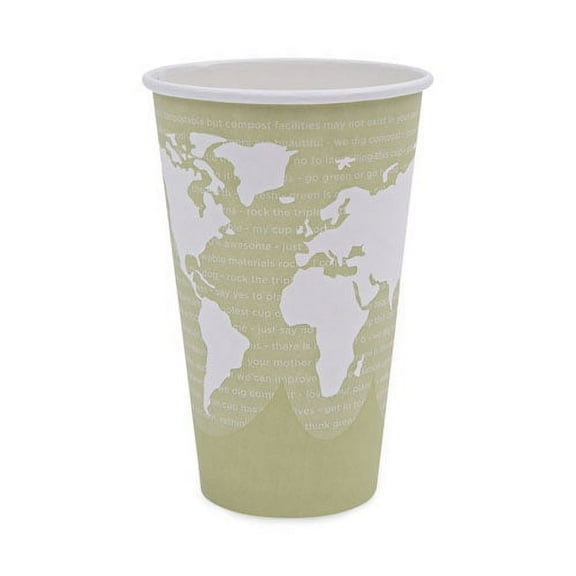World Art Renewable And Compostable Hot Cups, 16 Oz, Moss, 50/pack | Bundle of 2 Packs