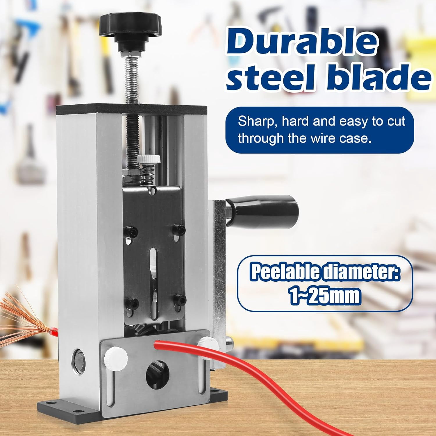 1-25mm Wire Stripper Machine, Portable Wire Stripper Tool with Handle for Copper Wire Recovery