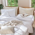 thumbnail image 4 of MooMee Pillowcases 100% Washed Cotton Linen Like Textured Envelope Closure Set of 2 (Bright White, Queen), 4 of 5