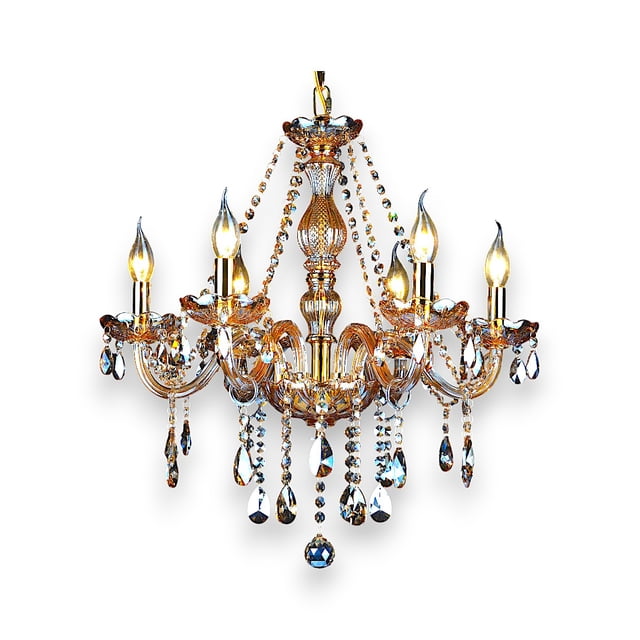 Candil de Techo Cristal Cortado D'Gala Iluminación DG9014 Ámbar de 6 Luces
