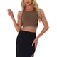 thumbnail image 1 of Camiseta sin mangas de verano INSPIRE CHIC para mujer, color marrón claro, talla S, 1 of 5