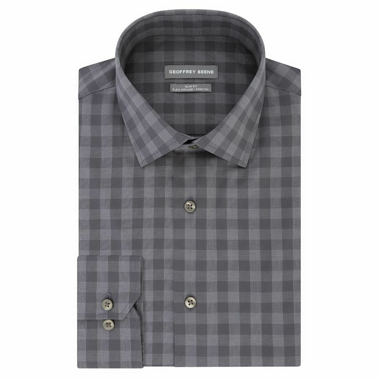 Mens Geoffrey Beene Slim-Fit Stretch Flex Spread-Collar Dress Shirt XS/S  (17- 17 1/2,Crater,34/35) - Walmart.com