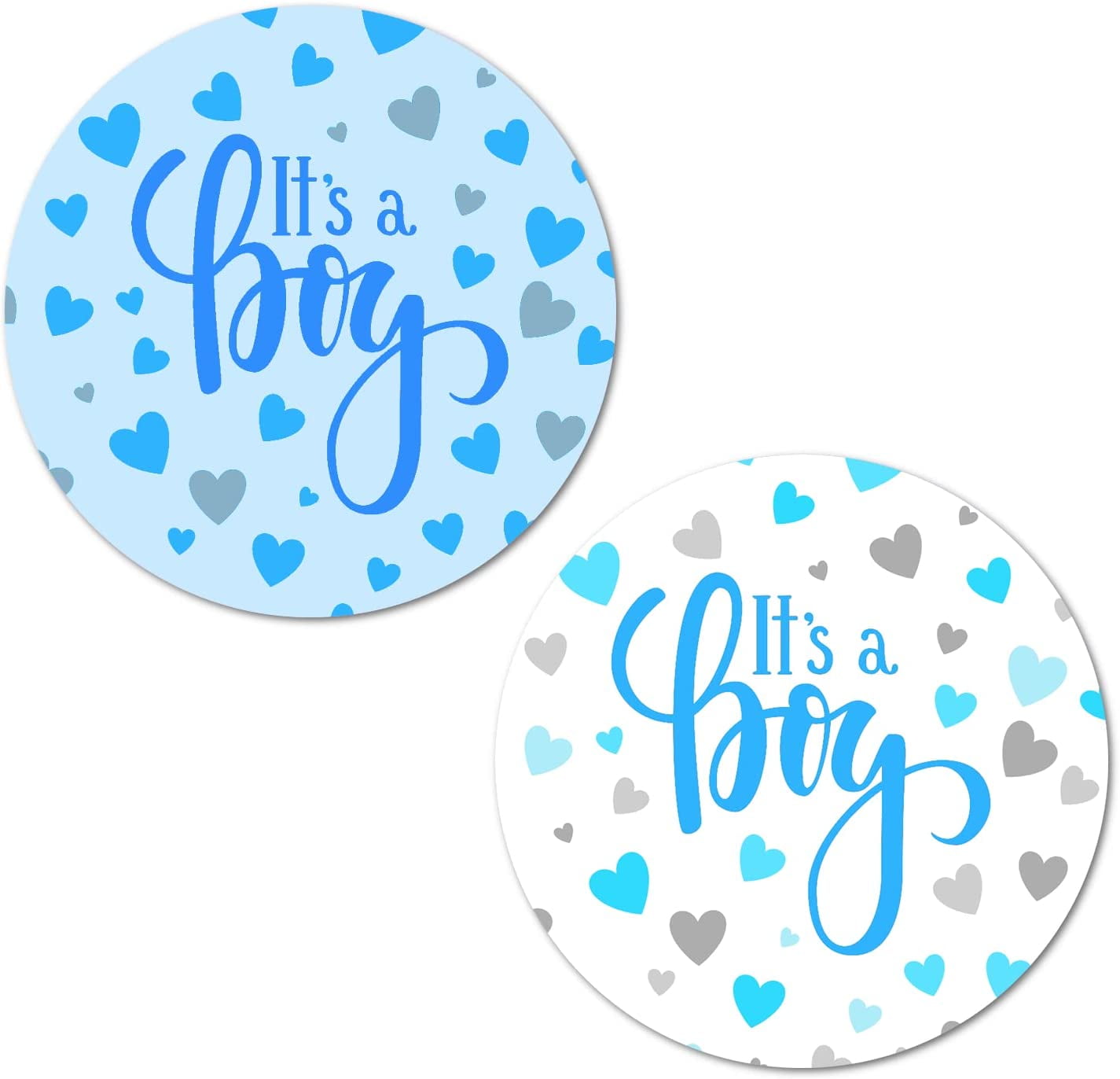 40 Blue It’s a Boy Stickers, 2 Inch Big Round Glossy Labels, Baby