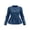 Dark Blue, variant on Iyufng Women's Round Neck Long Sleeve Denim Jackets Single Breasted Peplum Hem Casual Short Outerwear