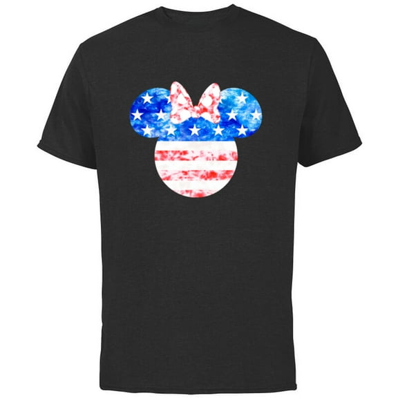 Disney Minnie Mouse American Flag Tie Dye - Short Sleeve Cotton T-Shirt for Adults - Customized-Black